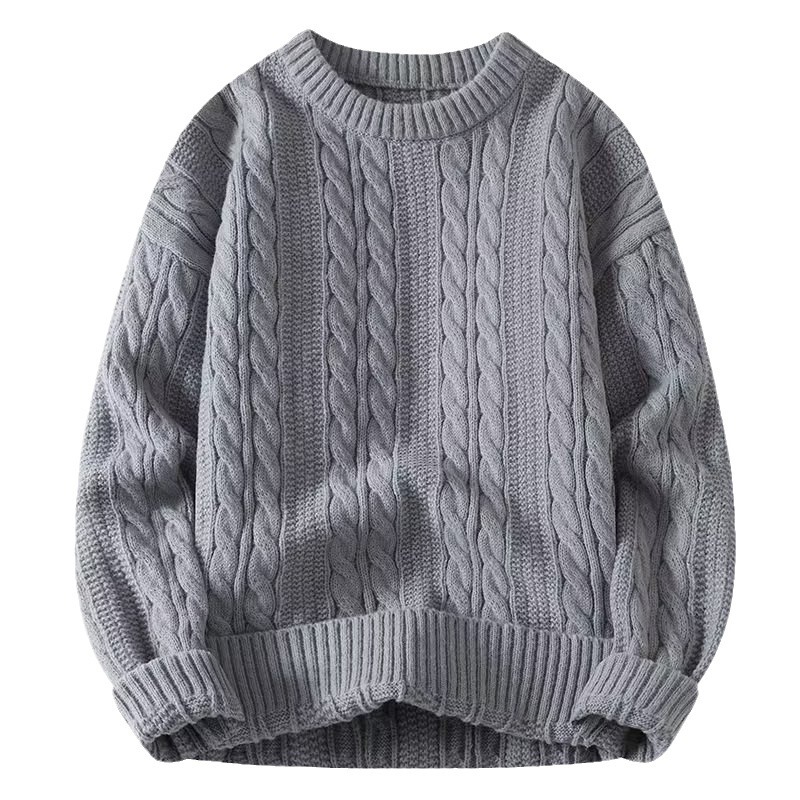 Men's Clothing Round Neck Sweater Men's Winter Knitted Sweater Trendy Brand Inner Wear Bottoming Shirt Thick Warm Sweater Sweater Pullover Lazy_voghion.com