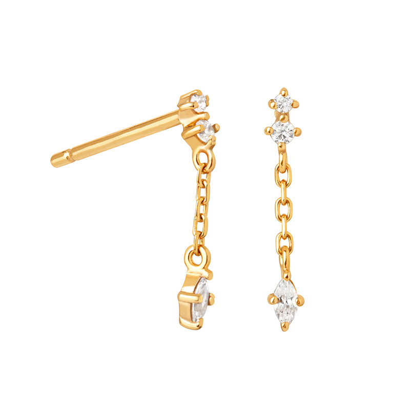 1 Pair Casual Simple Style Water Droplets Copper Plating Chain Inlay Zircon Drop Earrings display picture 4