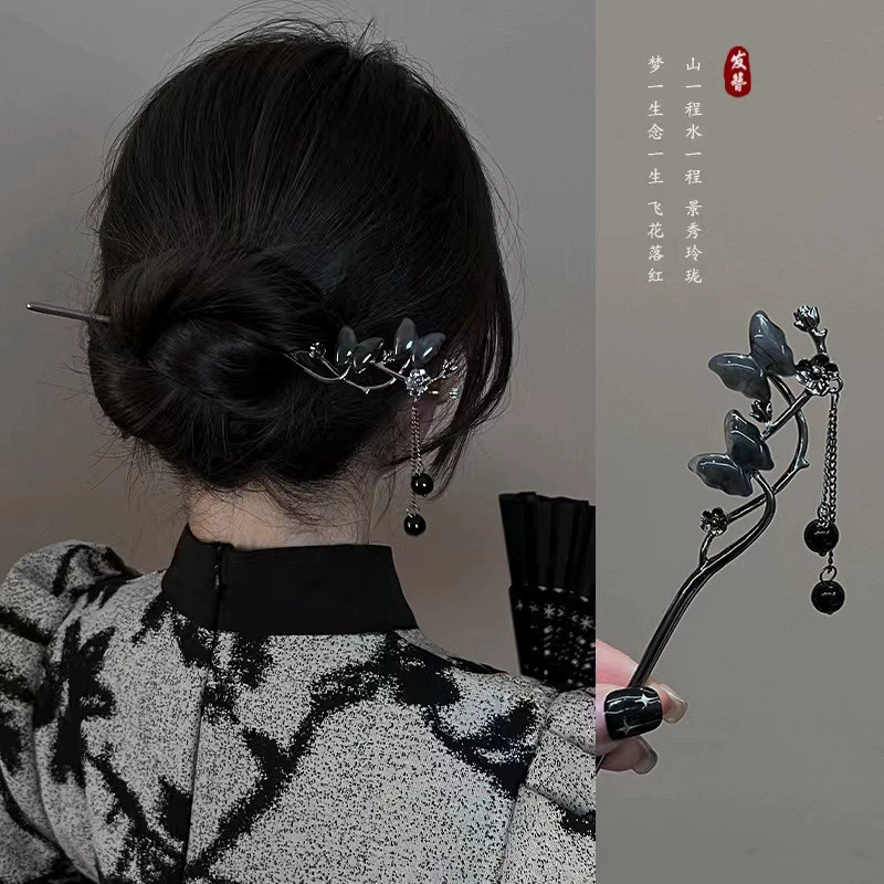 Китайская заколка-хаерпин tassel Hair Grip, ретро металлическая шпилька для волос, декоративный bun аксессуар