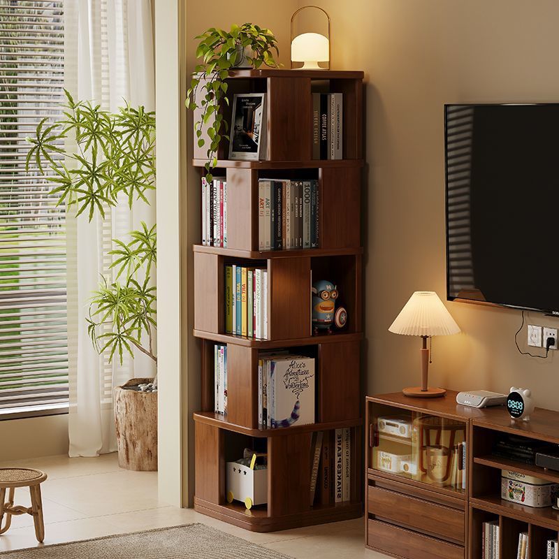 Solid Wood Rotating Bookshelf Kidsren's Picture Book Shelf 360-Degree Rotating Bookcase Storage Cabinet Floor-Standing Home Wall Display Cabinet