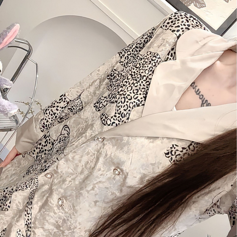 YD家居服2024秋冬金丝绒睡衣女轻奢高级感双排扣豹纹金砖绒套装|undefined