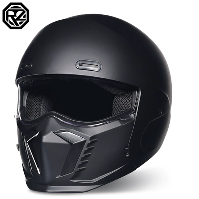 3C Certified Motorcycle Retro Helmet for Men and Women, Scorpion Helmet Combination Helmet, Motorcycle Multi-Function Half Helmet, Bluetooth All Year Round (Motosiklet dəbilqələri) - m-matt-black-transparent