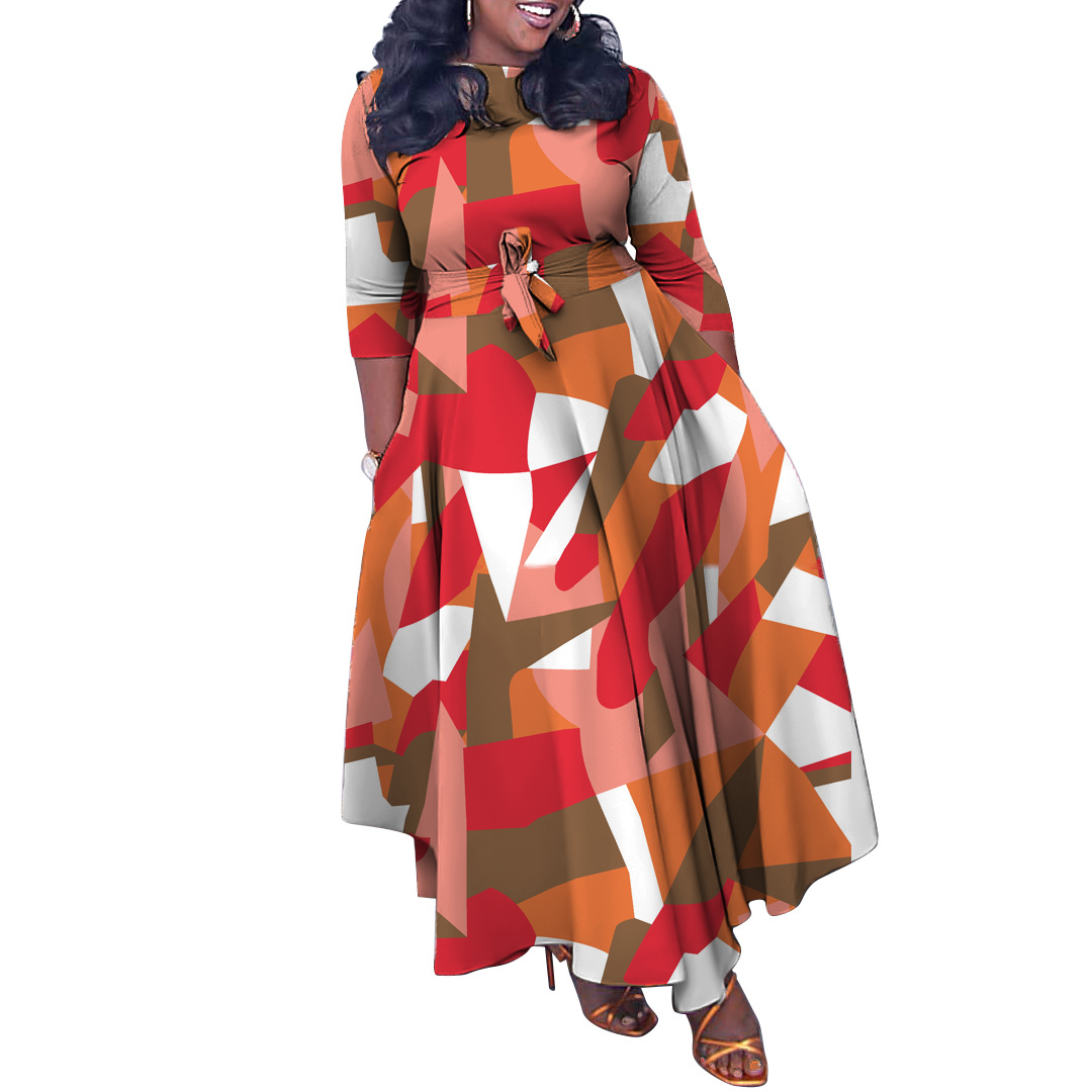 504g Weight Maxi Long Dress Dress Length Type 3/4 Length Sleeve Sleeve Length Regular Dress Dresses Type Regular Sleeve Sleeve Type Spandex, Polyester Fabric Type Medium High Waist Waist Line Tea Party, Street Occasion Round Neck Neckline Regular Fit Fit Type Printing Pattern Spring, Autumn, Autumn&Winter Season Women's Gender Printing Design Retro Style Wholesale Women's Retro Printing Printing Tea Party Street Round Neck 3/4 Length Sleeve Regular Dress 7