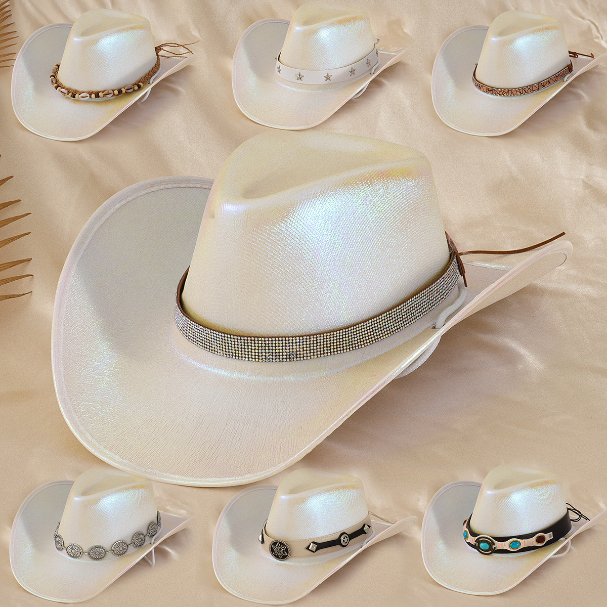 Unisex Damen Zylinder Silber Neon und andere funkelnde ovale Edelsteine Liuding Hut Party_voghion.com