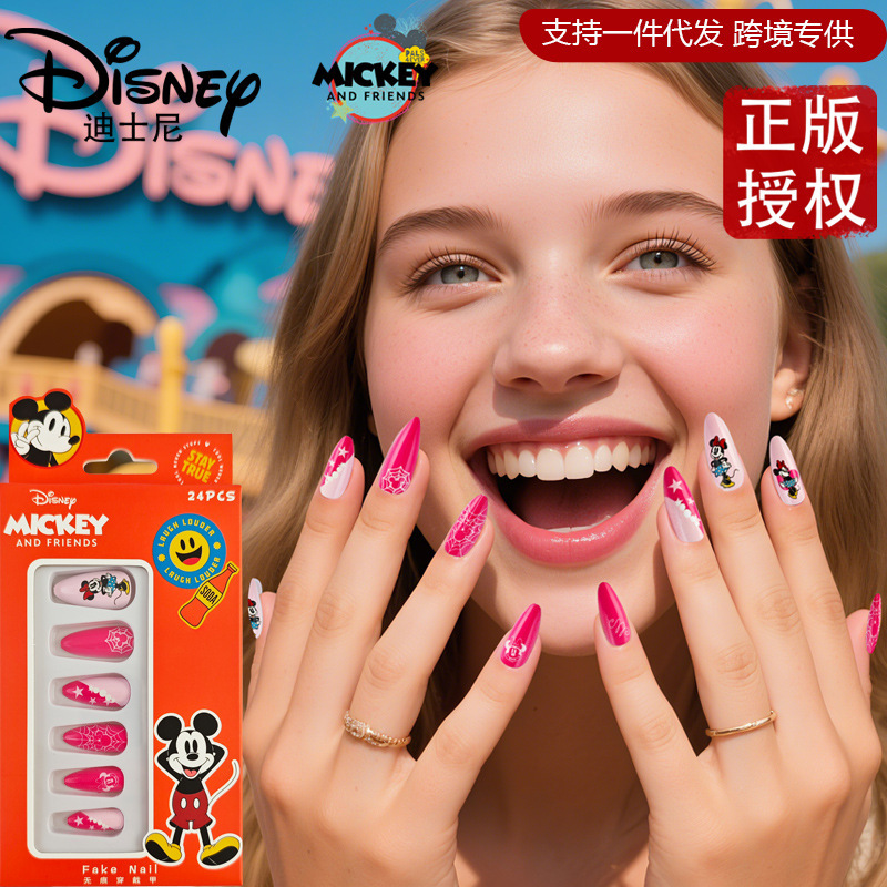 Disney Disney Minnie Dark Style Wearable Nails Spider Web Star Rose Red Removable Finished Nail Stickers