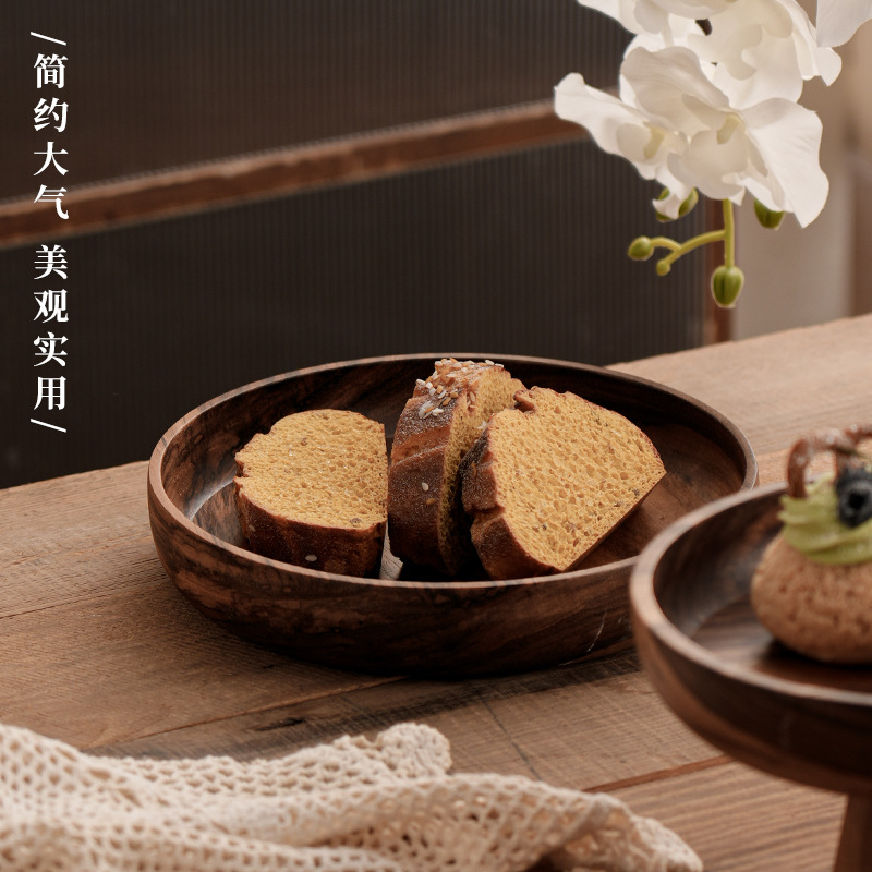 Wu Binli plato de frutas de madera de patas altas, tazón de ensalada, tazón de frutas, estante de exhibición de postres, plato de pan, tazón de madera, venta al por mayor transfronteriza