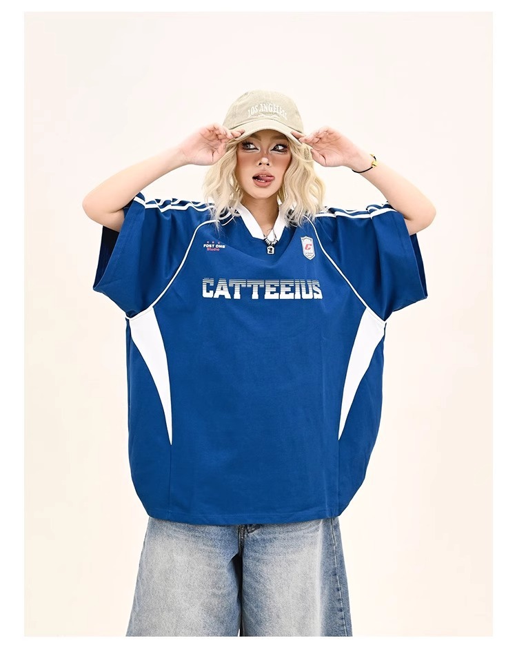 Amrican-styl Sports Short-slv T-shirt Mn And Womn, Loos Fit For Summr, Coupl's Raglan Slv V-nck_viptrois.com