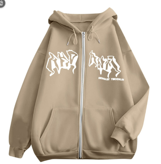 2022 en stock nuevo gótico carta impresa con capucha Otoño e Invierno cardigan cremallera suéter de los hombres moda chaqueta casual