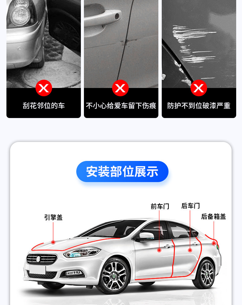 Car Transparent U-Shaped Anti-Collision Strip Door Edge Door Protection Strip Anti-Scratch Widened and Thickeneded Edge Decorative Strip