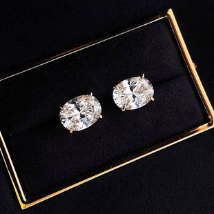 S925 sterling silver 1 karat oval pigeon egg-shaped earrings earrings female Europe and the United States cross-border Amazon in stock wholesale