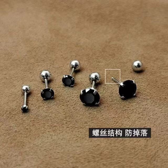 Серебряная игла, изысканные универсальные серьги, черный гипоаллергенный цирконий, серебро 925 образец, простой и элегантный дизайн