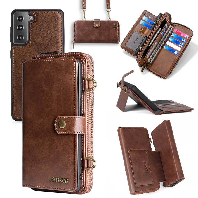Samsung S26Ultra Cross-Body Mobile Phone Case Suitable for S26 Flip Leather Case S25Edge Multi-Functional Protective Case with Magnetic Suction
