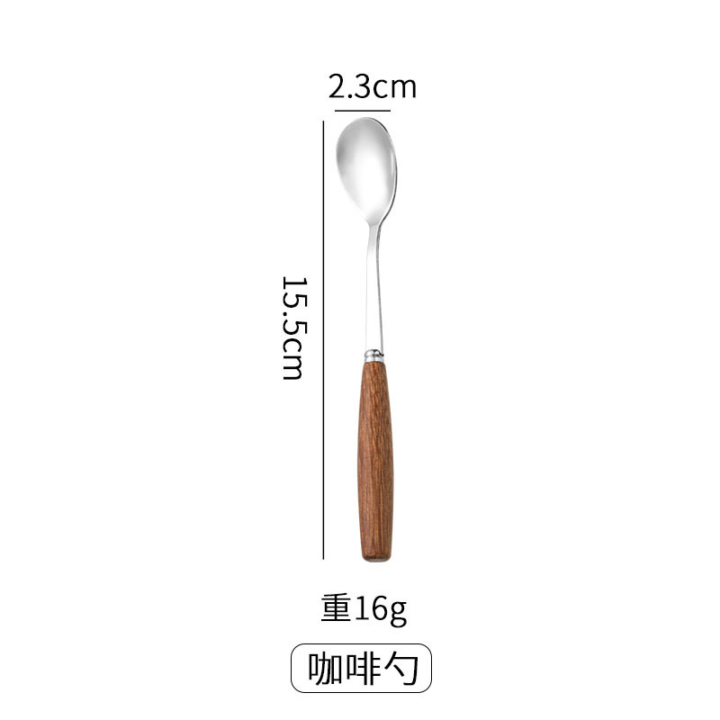チキンウィングウッドのかわいいステンレス製スプーン、家庭用木製ハンドル付き食器、フルーツフォーク、ステーキナイフ、フォーク、スプーン、箸|undefined