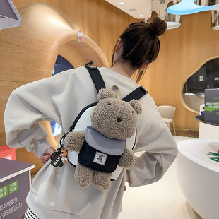 Spring New Gray Bear Children's Backpack Anti-fall Bag Cute Small Schoolbag Cartoon Doll Kindergarten Backpack