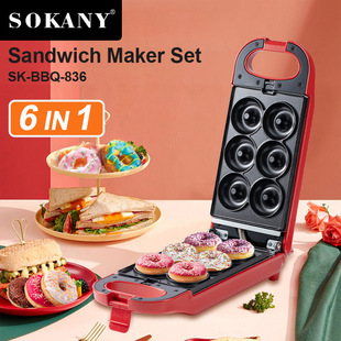 Foreign Trade Sokany836 Sandwich Machine Fast Heating Household Multi-Functional 6-in-1 Baking Electric Pancake Breakfast Machine