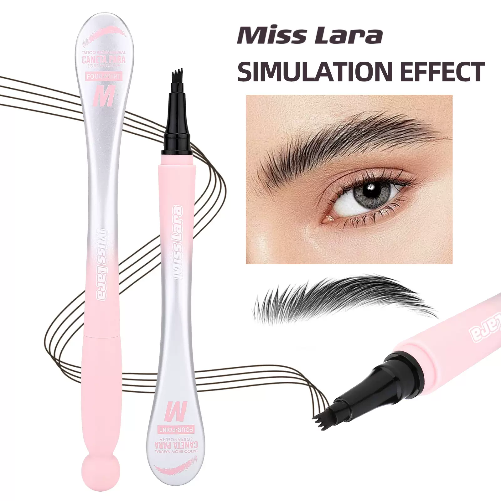 跨境Miss Lara流畅四叉不易晕染眼线液笔速干卧蚕温和顺滑水眉笔