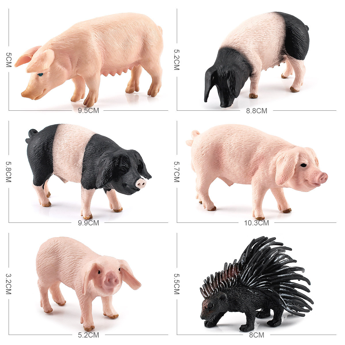 Modelo animal de aves de corral de simulación cognitiva transfronteriza Amazon para niños cerdo negro cerdo granja cerdo decoración juguete de escritorio