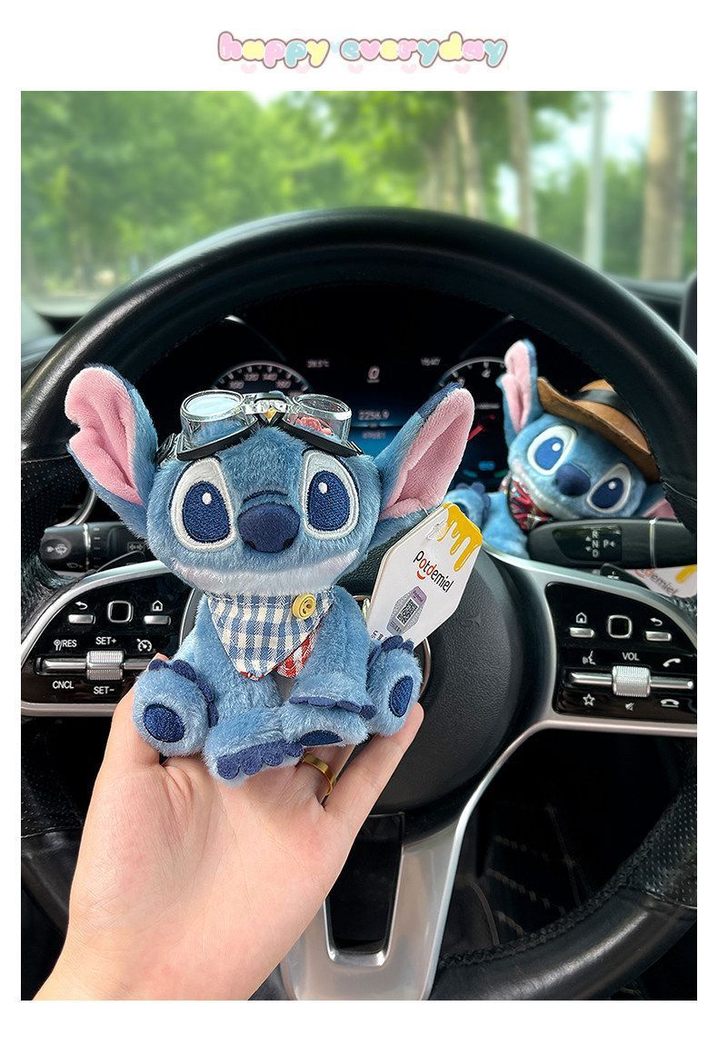 Cute Stitch Car Dashboard Decoration Plush Toy Wiper Steering Light Car Interior Accessories for Women