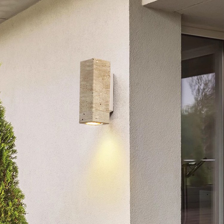 Retro balcón exterior tifón lámpara de pared de viento impermeable patio silencioso cabeza de cama pared de piedra lámpara de pared amarilla villa agujero de dormitorio tiro al aire libre