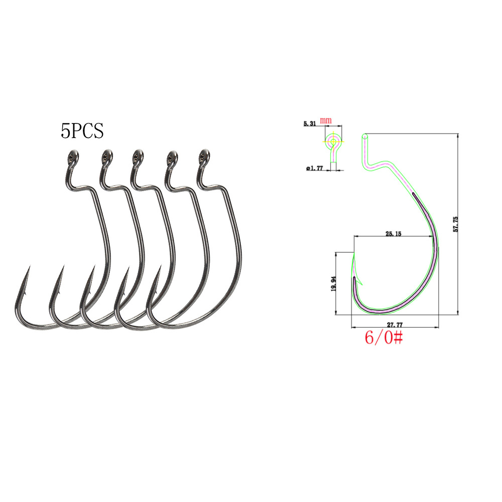 Zman SILENCIADOR Mar Pesca Texas grupo de pesca de mango largo gancho de manivela Gancho de manivela TPR suave cebo reforzado gancho de canal de sangre