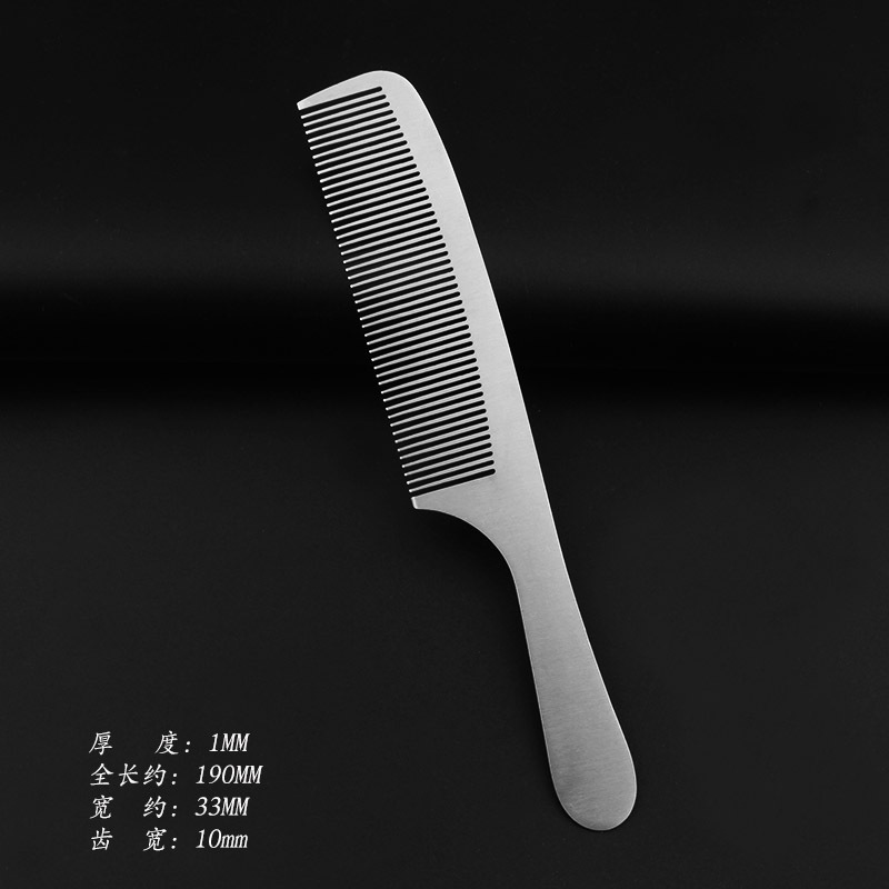 Peine de corte de pelo de acero inoxidable peluquería cabeza plana peine de doble uso peine estilista peluquería peine de acero peine de pelo de los hombres corte de pelo peine de acero