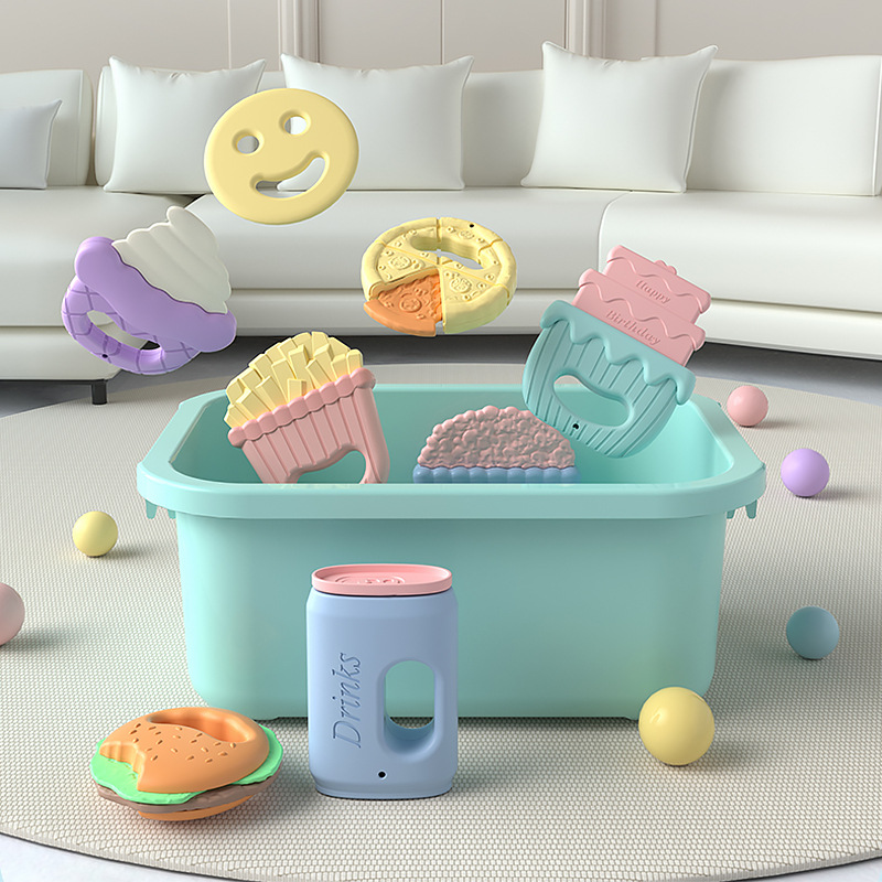 Baby Toy Rattles Crib Bells Baby Soothing Newborn Toys 0-3 Years Old Boys and Girls Teether Can Be Cooked in Water