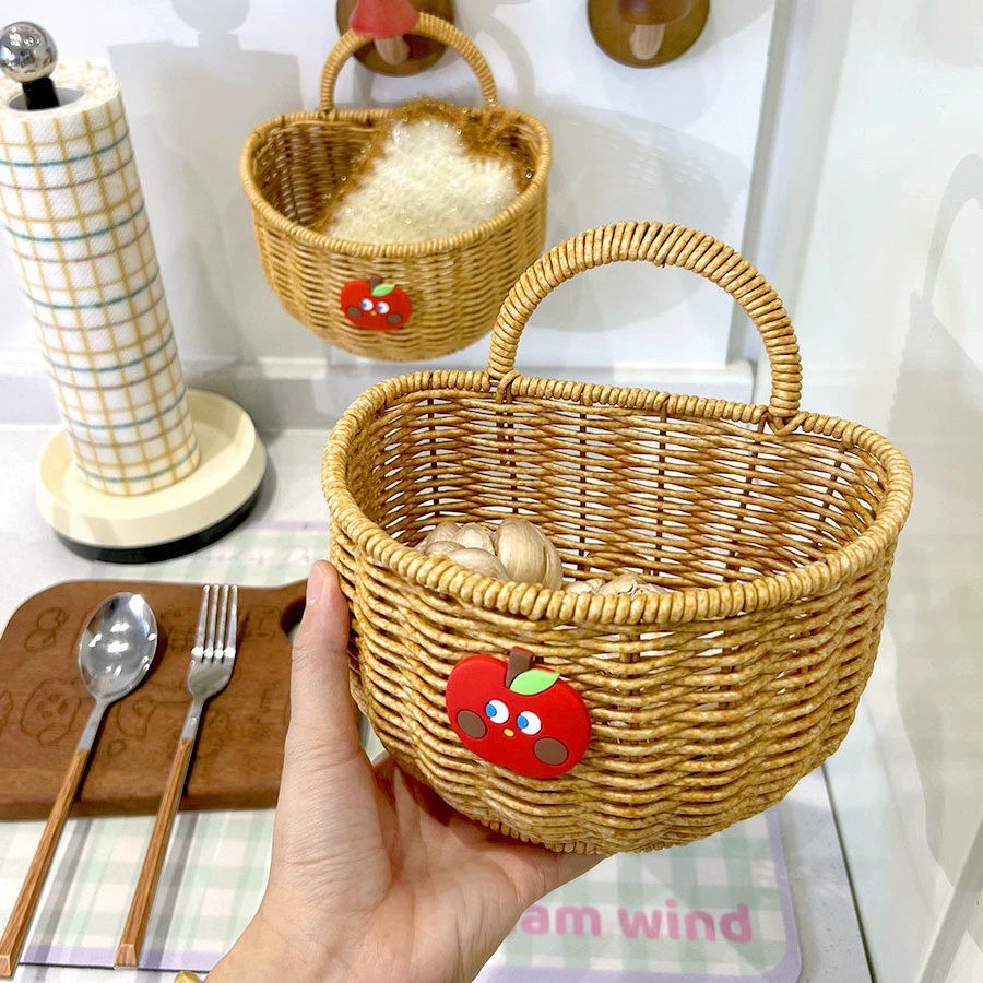 Woven Wall Storage Baskets for Bathroom, Kitchen, and Home Organization in Various Colors
