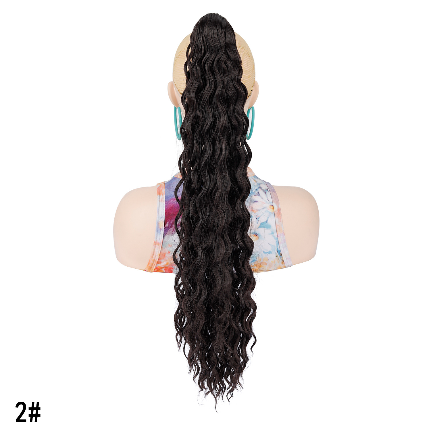 22 pulgadas comercio exterior agarrando clip de cabello rizado profundo cola de caballo esponjoso pequeño rollo natural latino trenzas de caballo fibra química peluca
