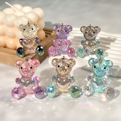 Acrylic electroplating uv gradient transparent love hug bear diy decorative ornaments accessories keychain bag pendant