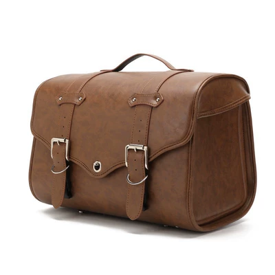 Newly Upgraded Strap-On Retro Motorcycle trunk - dark-brown-new-upgraded-strap-style