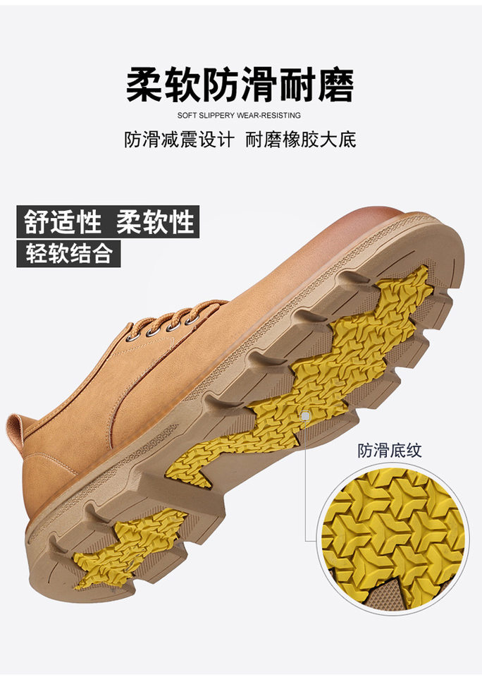 Giày bốt Martin nam da thật cổ thấp, giày da công sở thời trang, gót thấp 1–3 cm — Màu nâu, Màu đen chi tiết 12