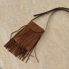 西部牛仔风斜挎小包包女式2025新款单肩包棕色波西米亚复古流苏包
