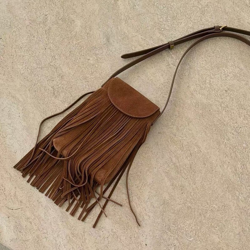 Western Cowboy Style Crossbody Small Bag Women's 2025 New Shoulder Bag Brown Bohemian Retro Tassel Bag Western Cowboy Style Crossbody Small Bag Women's 2025 New Shoulder Bag Brown Bohemian Retro Tassel Bag