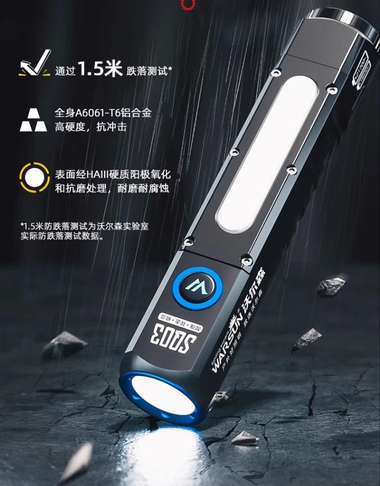 Wholesale Multifunctional Flashlight with Strong Light, Rechargeable, Ultra-Bright, Outdoor Portable Led Spotlight with Magnetic Attachment Work Light