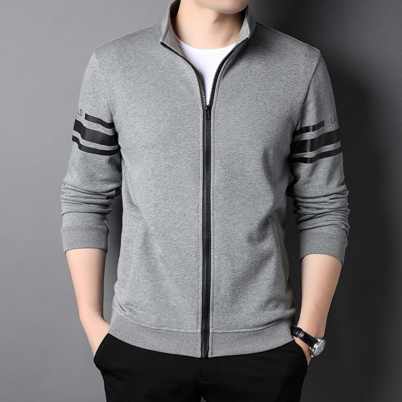 Sweater Men's 2022 Spring and Autumn New Middle-aged Men's Cardigan Sports Jacket Trendy Casual Top Casual Zipper Shirt