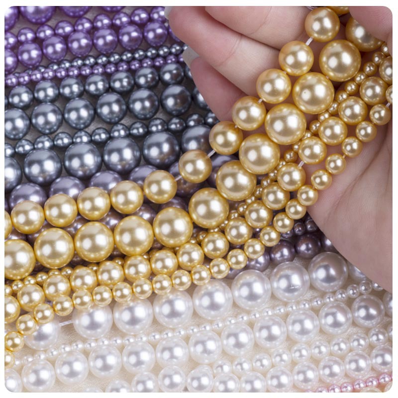 Glass quality round beads pearl