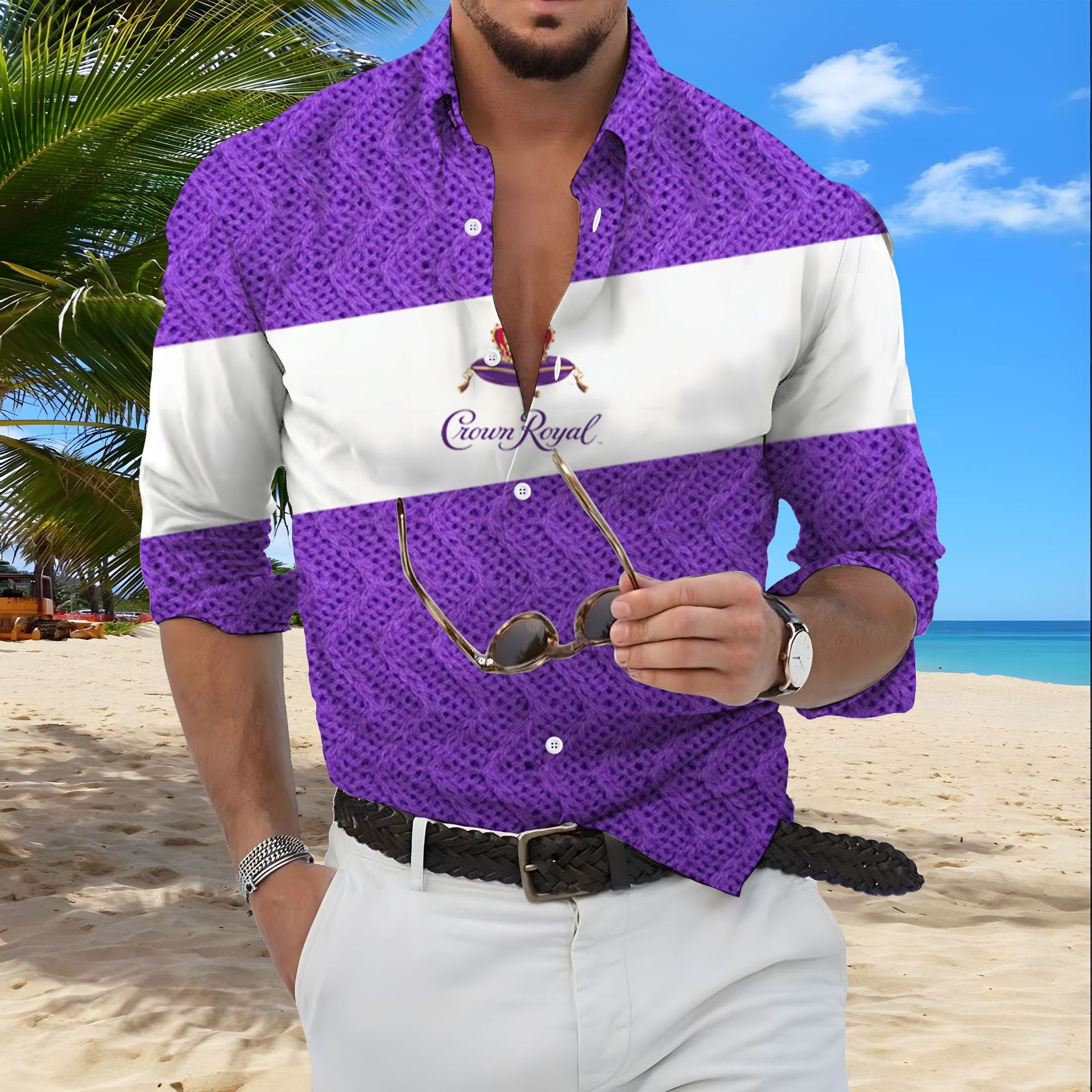 Sommerliches, lässiges, einreihiges, langärmliges, einfarbiges Revers-Cardigan für Herren mit locker sitzendem Hemd_voghion.com