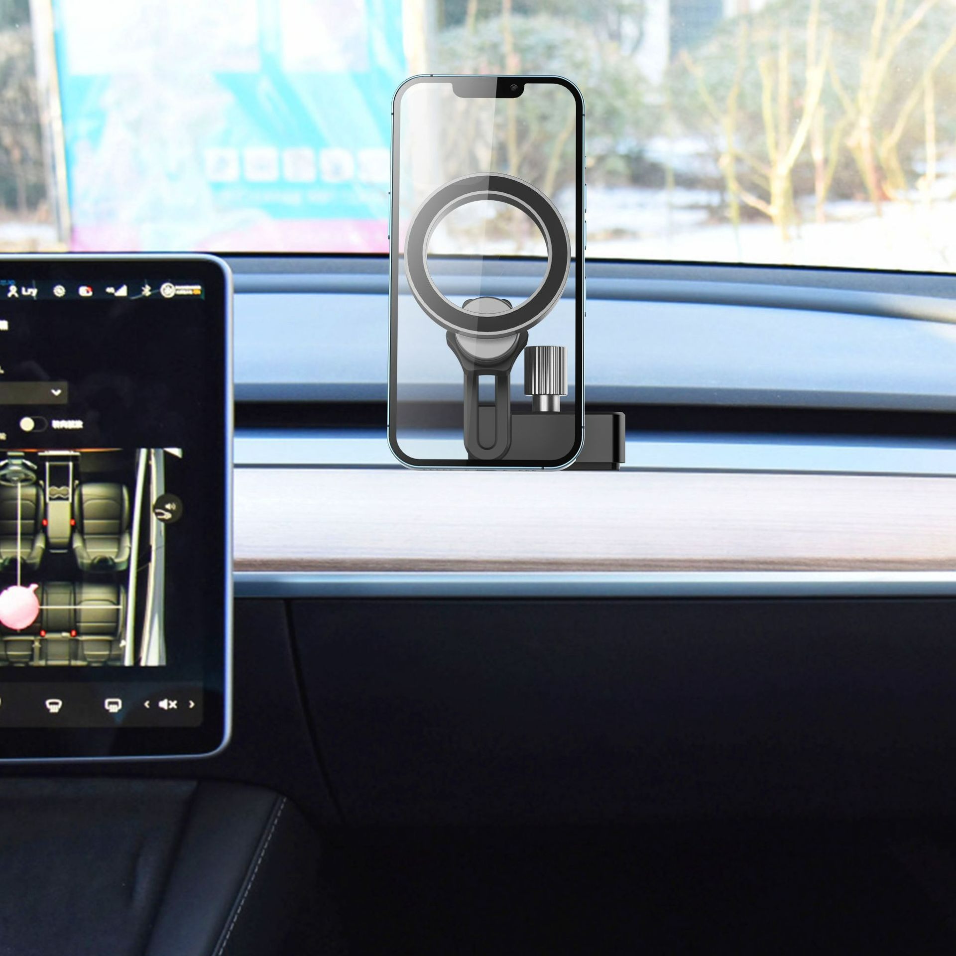 New Cross-Border Tesla Model3/Y Special Car Navigation Bracket Air Outlet Magsafe Magnetic Mobile Phone