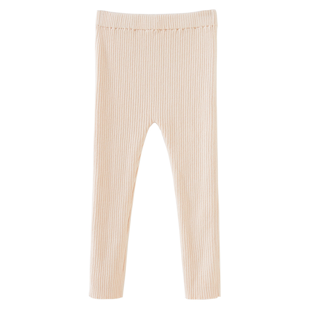 2023 estilo coreano primavera y otoño pantalones de punto de las muchachas del bebé del hoyo estiramiento de las polainas de los niños pantalones de lana al por mayor