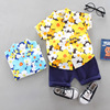 Summer flower boy costume, cartoon dinosaur, shirt, trousers, Korean style, children's clothing, suitable for import, new collection