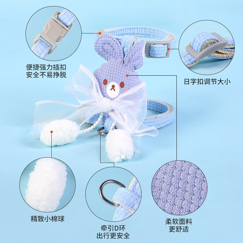 Fábrica al por mayor correa de gato en forma de I no apretado cuello gato cadena correa de gato Cinta ajustable oso cuerda de gato