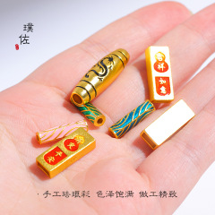 金店同款越南沙金diy配件石頭紋長隔珠財運亨通吉祥如意平安女