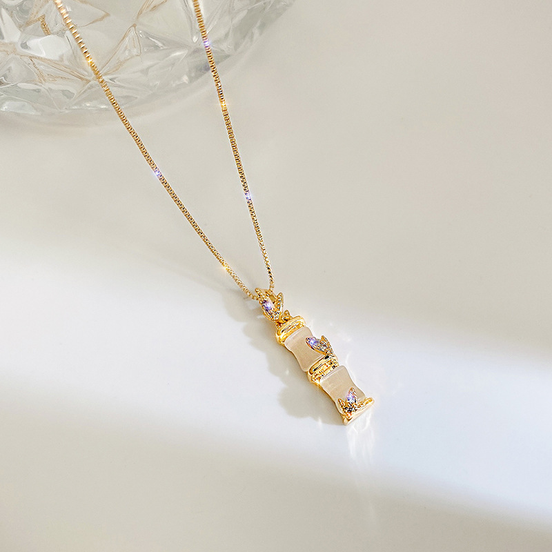 Simple Elegant Bamboo Necklace Women's Trendy ins Cyber Celebrity Clavicle Chain 2022 New Style Neckchain Design Light Luxury Korean Style Simple Elegant Bamboo Necklace Women's Trendy ins Cyber Celebrity Clavicle Chain 2022 New Style Neckchain Design Light Luxury Korean Style