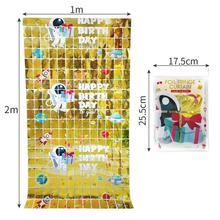 跨境英语太空人方块雨丝门帘幼儿园儿童生日甜品台装饰拍照道具