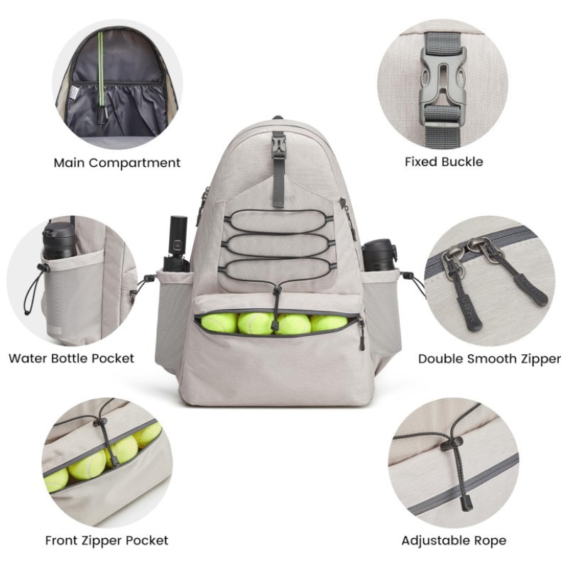 Inventario de nuevo tipo de bolsas de tenis, mochila de tenis para hombres y mujeres, bolsas de pelota de tamaño grande que pueden contener cuatro raquetas y zapatos.