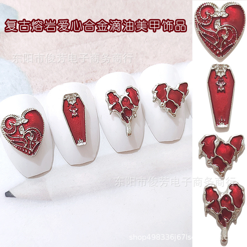 New Halloween Alloy Nail Art Ornaments Inside Vintage Oil Dropping Coffin Bloodlike Thorns Love Nail Decoration Wholesale New Halloween Alloy Nail Art Ornaments Inside Vintage Oil Dropping Coffin Bloodlike Thorns Love Nail Decoration Wholesale