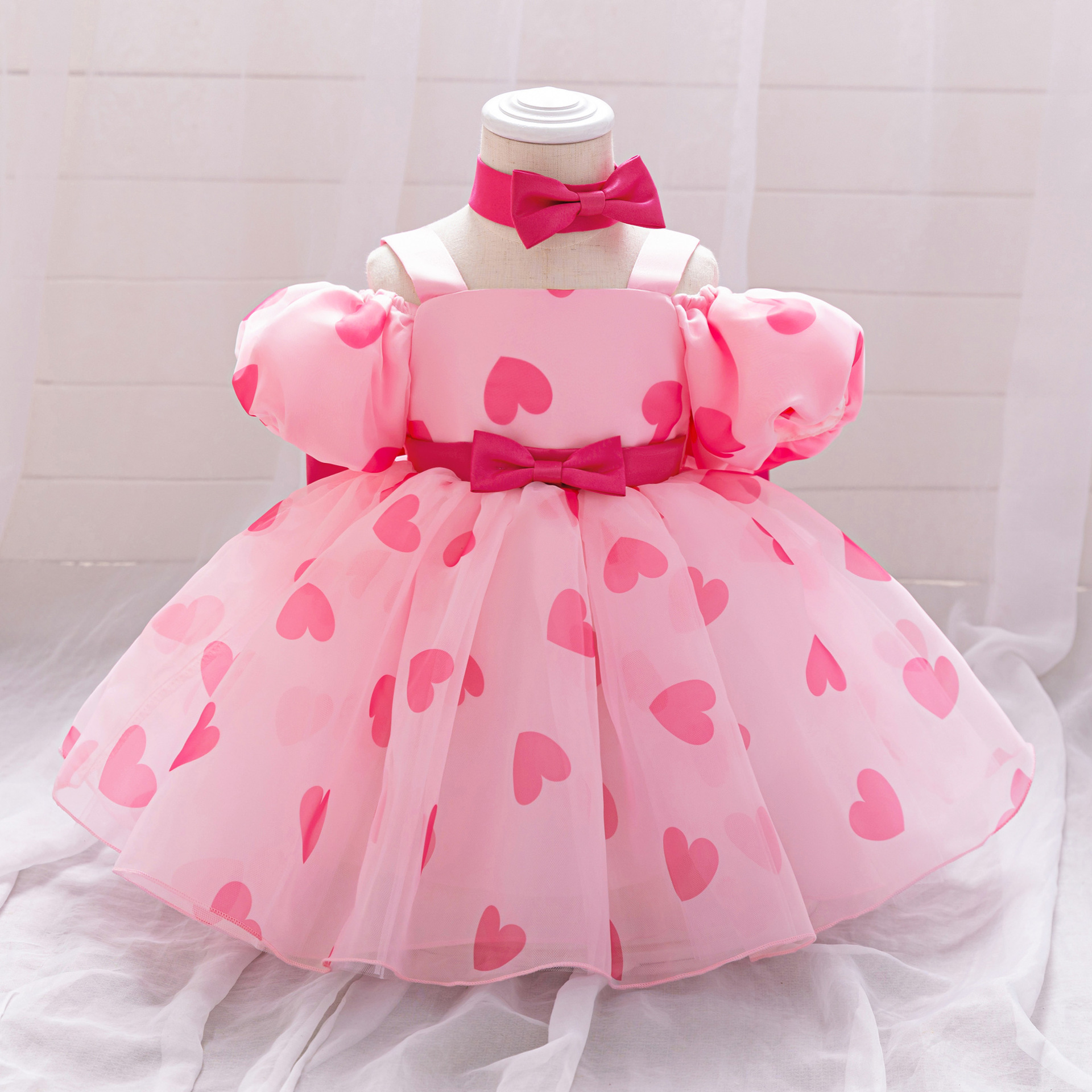 Vestido de niña transfronterizo falda tutú COS Minnie Mickey vestido de princesa para niños vestido de lazo de lunares de malla