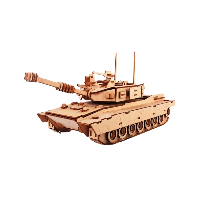 Xinlian fábrica directa 3D tridimensional láser rompecabezas tridimensional de madera rompecabezas de madera montado juguete caja de color tanque