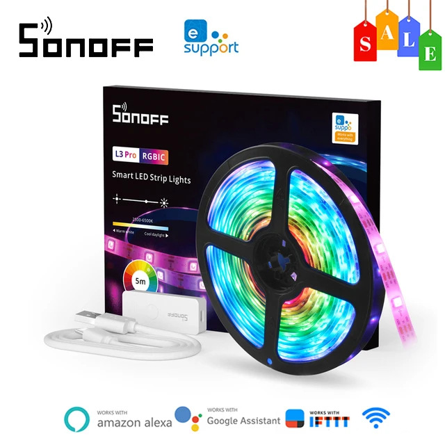 SONOFF L3 Pro WIFI灯带5M LED灯带套装RGB律动定时远程控制DIY