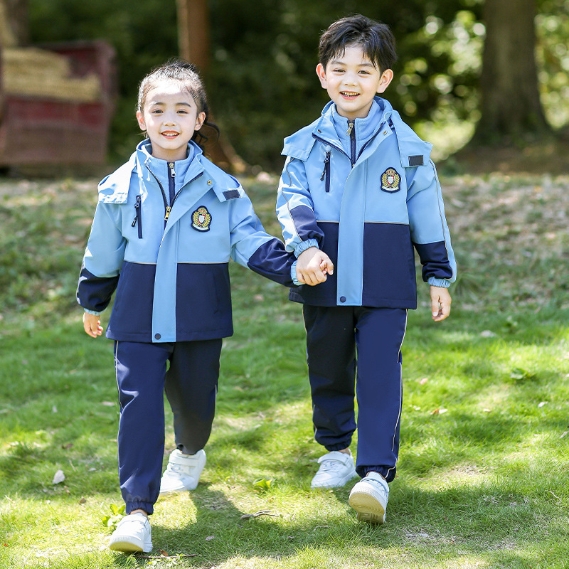 小学生校服冲锋衣套装春秋三合一外套幼儿园园服秋冬款男女生班服|undefined
